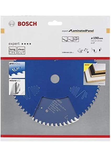 Dairesel Testere Bıçağı Expert Laminated Için Panel, 190 x 20 x 2,6 Mm, Diş Sayısı 60, 1 Adet, 2608644129