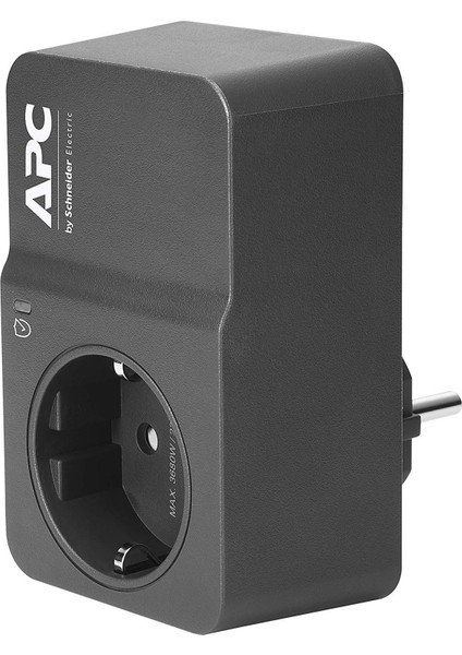 Surge Protector PM1W-GR - Aşırı Gerilim Korumalı Priz Adaptörü (1 Schuko Fiş, Pc, Tv Vb. İçin - Renk: Siyah)