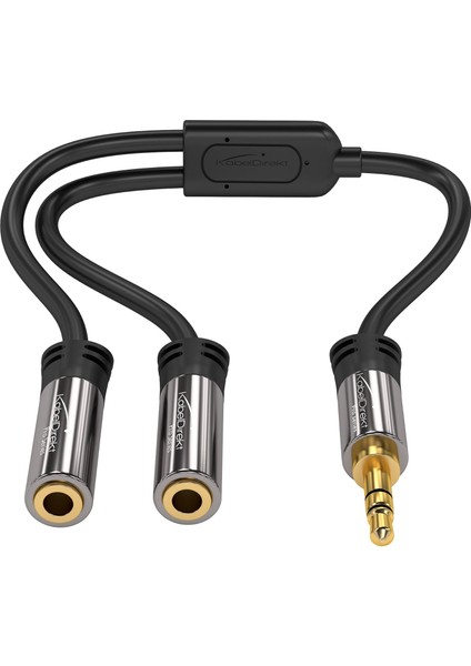- 3,5 mm Y Adaptörü ve Jak Ayırıcı ve Aux Dağıtıcı (1 × 3,5 mm Fiş - 2 × 3,5 mm Soket, Iki Kulaklığı Bir Akıllı Telefona/tablete/dizüstü Bilgisayara Bağlayın, Stereo, 10 Cm, Siyah)