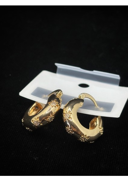 Xupıng Jewelry Altın Kaplama Yıldız Desenli Halka Küpe modelleri