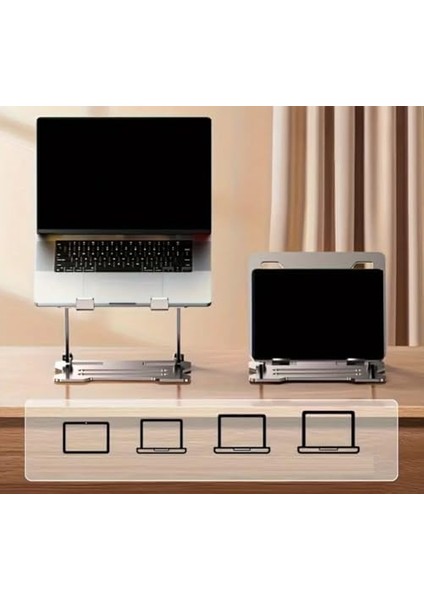 Menashop Trend Laptop/notebook/macbook ile Uyumlu Katlanabilir Yükseklik Ayarlı Metal Masa Üstü Tablet Laptop Standı