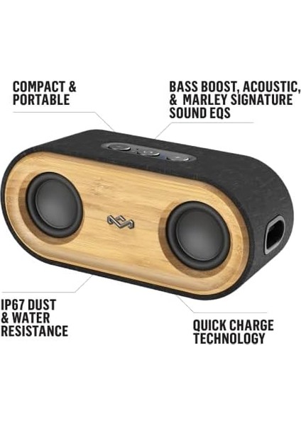 Menashop Get Together 2 Mini Taşınabilir Bluetooth Hoparlör. Sürdürülebilir Malzemelerden Yapılmış Kablosuz Seyahat Hoparlörü, 15 Saat Çalma Süresi, Mikrofon, 20 W Dış Mekan Hoparlörü
