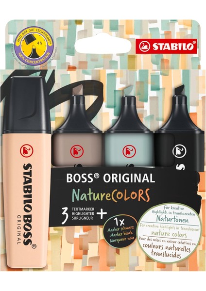 Naturecolors - Fosforlu Kalem - 4'lü Paket - Çeşitli Renkler