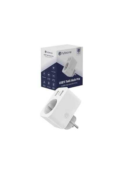 USB ve Type-C Girişli Akım Korumalı Wi-Fi Akıllı Priz, Adaptör, 16 Amper, Enerji İzleme, Çocuk Kilidi, Uygulama ile Uzaktan Kontrol