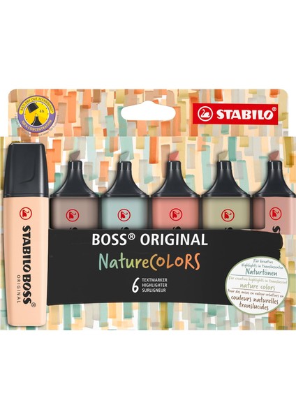 Naturecolors - Fosforlu Kalem - 6'lı Paket - Çeşitli Renkler