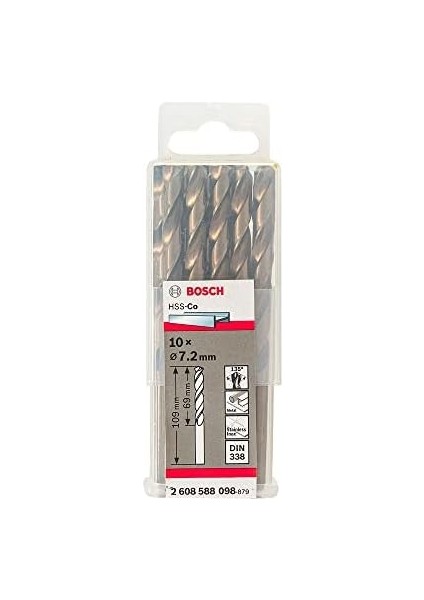 Hss-Co Metal Matkap Ucu 7,2 * 109 mm 10LU Paket