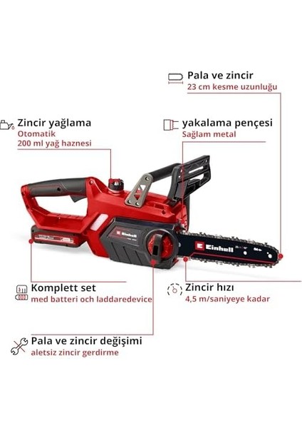 Ge-Lc 18 Li Kit (1x3,0 Ah), Akülü Ağaç Kesme