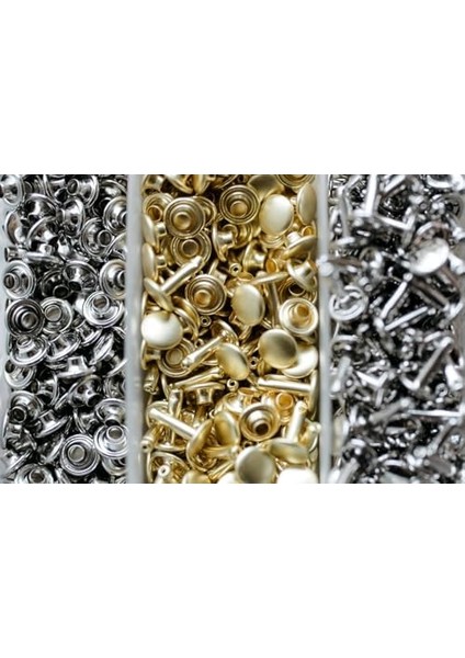 7 mm Kendin Yap Kiti, Çanta, Cüzdan, Kemer, Kot Pantolon, İçin Çekiçle Uygulama Aparatları ve 25 Adet Perçin Zımba Takım-Paslanmaz Pirinç (Gold)
