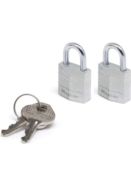 Lock 9120EURTCC 2 Adet Masif Alüminyumdan Yapılan Anahtarlı Asma Kilit Seti, Gri, 2 x 3,4 x 1,4 cm