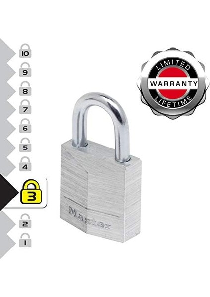 Lock 9120EURTCC 2 Adet Masif Alüminyumdan Yapılan Anahtarlı Asma Kilit Seti, Gri, 2 x 3,4 x 1,4 cm