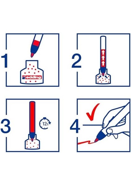21 Ecoline Permanent Markör, 4'lü Set, Karışık Renkler, Yuvarlak Uç, Yeniden Doldurulabilir