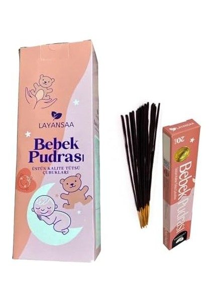 Bebek Pudrası (Baby Powder) Kokusu Özel Aroma Kokusu Agarbatti Arınma 20 Adet 1 Paket Çubuk Tütsü