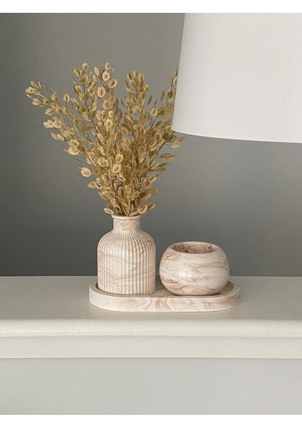 Menashop Dekoru Bebek Pampas Vazo, Tepsi, Mum Set.