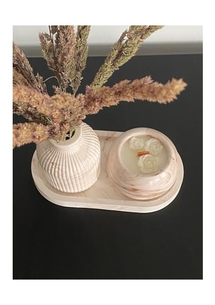 Menashop Dekoru Bebek Pampas Vazo, Tepsi, Mum Set.