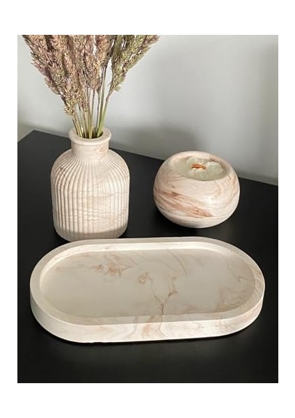 Menashop Dekoru Bebek Pampas Vazo, Tepsi, Mum Set.