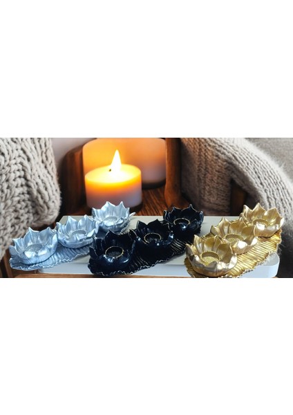 (17 cm -36 cm Tabak Ebatı)-(Mumluk Ebat 10 cm -15 cm )- Kırılmaz Polyester,3 Lü Mumluk Biblo modelleri