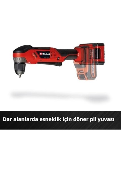 Akülü Açılı Matkap Te-Ad 18 Li-Solo Power X-Change (18 V, 45 Nm, 10 mm Quick-Release Mandren, LED Işık, Döndürülebilir Akü Tutucu, Aküsüz)