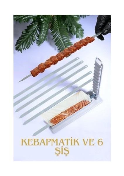 Diyarı 6 Adet Şiş ve Kebapmatik Adana Urfa Kebap Kalıbı Aparatı Pratik Hızlı Kebap Makinesi Kutusu