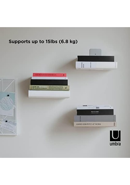 Menashop Conceal Görünmez Kitaplık ve Duvar Rafı, Metal, 3'lü Set, Küçük