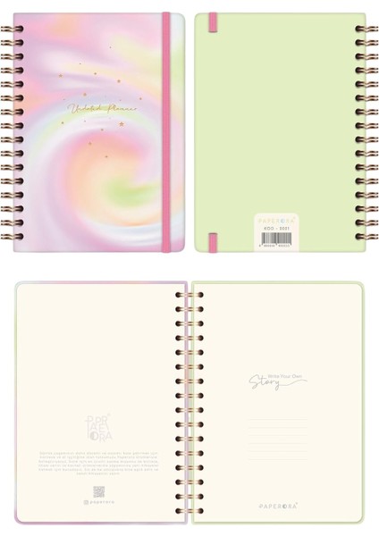 A5 Spiralli Süresiz Renkli Planlayıcı Ajanda Motivasyon Sayfalı Soyut