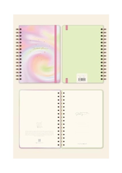 A5 Spiralli Süresiz Renkli Planlayıcı Ajanda Motivasyon Sayfalı Soyut modelleri