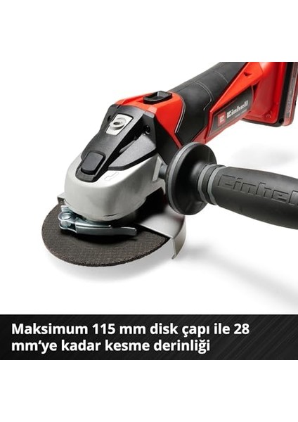 Te-Ag 18/115 Li-Solo Power X-Change Akülü Açılı Taşlama Makinesi (18 V, 115 mm Disk Çapı, 28 mm Kesme Derinliği, Yumuşak Başlatma, Kesme Disksiz, Pilsiz)