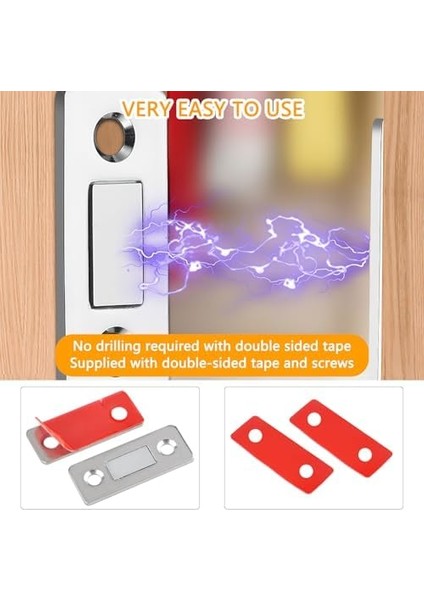 Menashop 8 Adet Kapı Mıknatısı Kendinden Yapışkanlı, Düz Mıknatıslar, Gümüş Rengi, Mıknatıslı Kapı Kapatıcı, Mobilya Mıknatısı, Kapı Açacağı, Mıknatıslı Kilit, Dikdörtgen Mıknatıs, Çekmece, Balkon