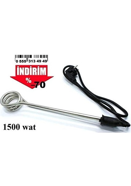 Menashop Ats Çelik Su Isıtıcı 1500 Watt Daldırma Tip 090493