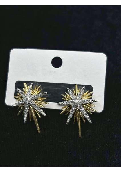 Xupıng Jewelry Işıltılı Çift Renkli Yıldız Küpe
