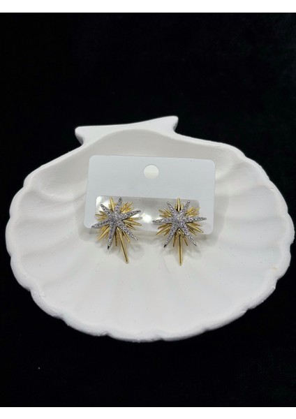 Xupıng Jewelry Işıltılı Çift Renkli Yıldız Küpe modelleri