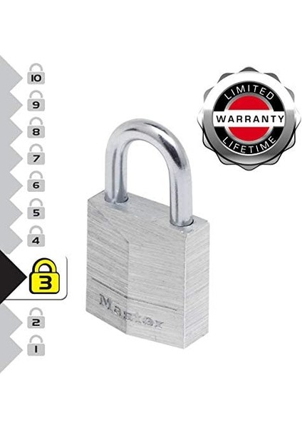 Menashop Lock Katı Aluminyum Asma Kilit 30 Mm, Metalik