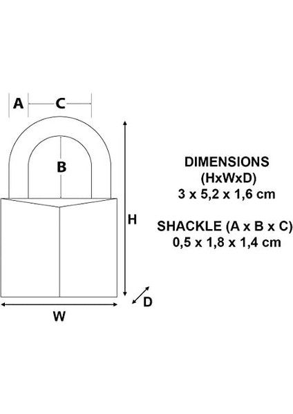 Menashop Lock Katı Aluminyum Asma Kilit 30 Mm, Metalik