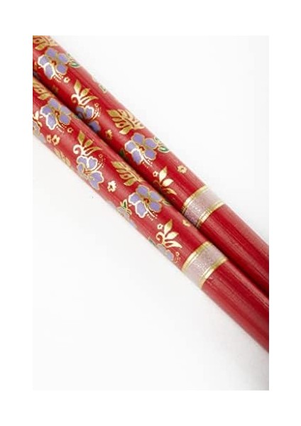 Çok Kullanımlık Bambu Kırmızı Desenli Chopstick | Tekrar Kullanılabilir ve Yıkanabilir Bambu Chopstick | Kore Çin Japon Yemek Çubukları | 22,5 cm