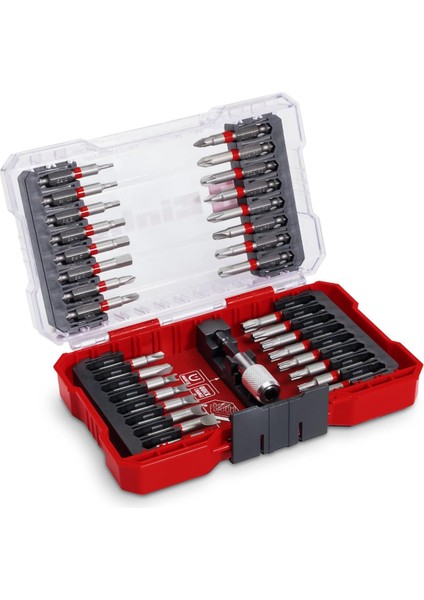 M-Case 33 Parça Uç Seti (50MM S2 Uçlara Sahip Akülü Vidalamalar ve Elektrikli Matkaplar Için, Uç Tutucu, Saklama Kutusu Dahil), 118903, Kırmızı