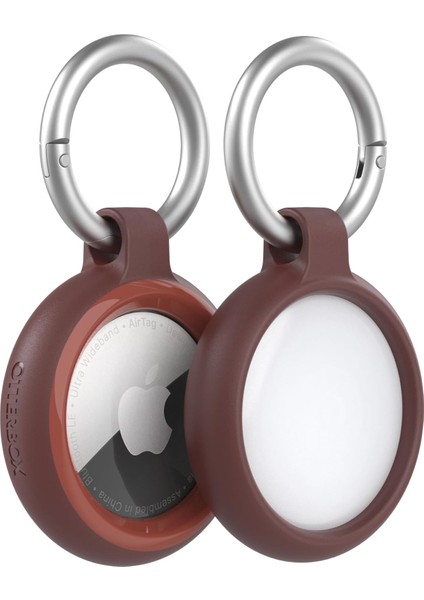 Menashop Sleek Serisi Airtag Için Kılıf, Darbeye ve Düşmeye Karşı Koruyucu, Karabinalı Airtags Için Ince Koruyucu Kılıf - Kahverengi