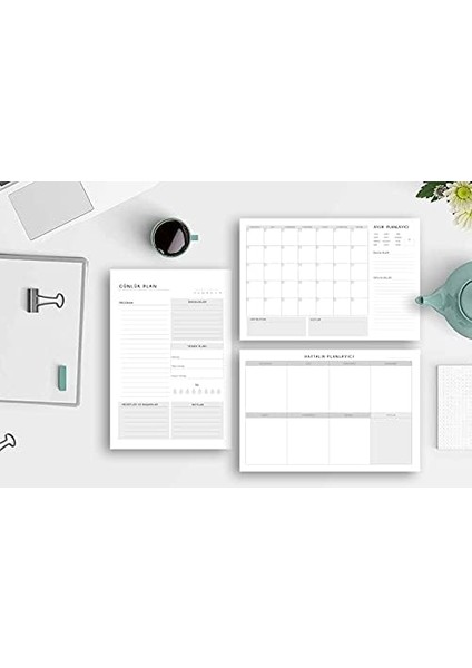 Tanıtım 3'lü Masaüstü Planlayıcı Set (Günlük, Haftalık, Aylık Planlayıcı) modelleri