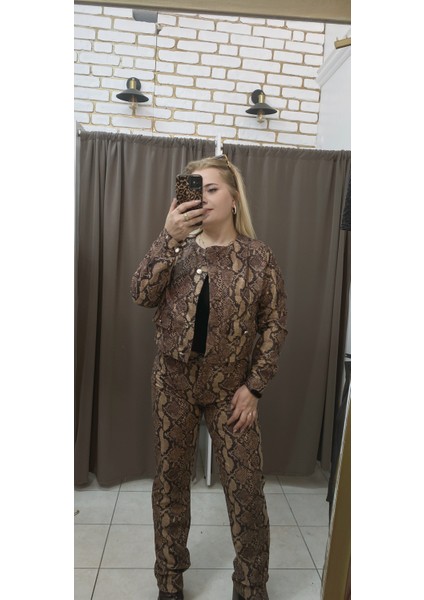 Yılan Desen Süet Takım