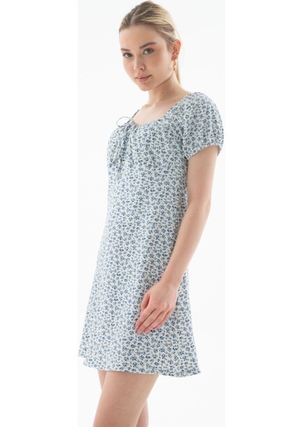 Kısa Kollu Elbise Mavi