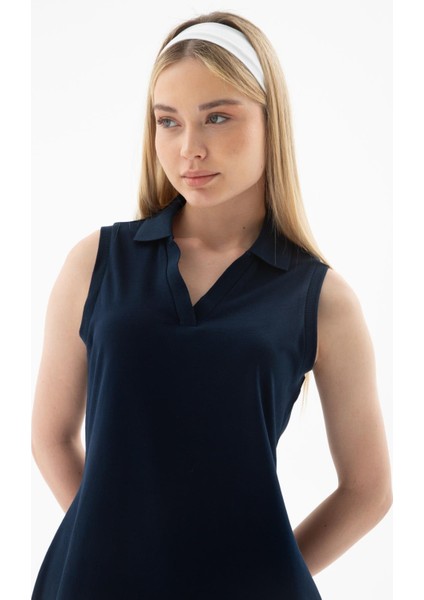 Polo V Yaka Kolsuz Elbise Lacivert