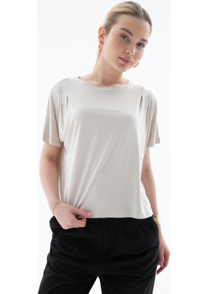 Dökümlü Viskon Crop Bluz Taş indirimleri