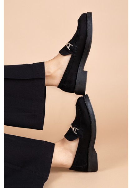 Akpan Kadın Siyah Süet Loafer PC-54169