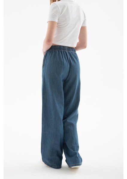 Lastikli Palazzo Pantolon Mavi modelleri