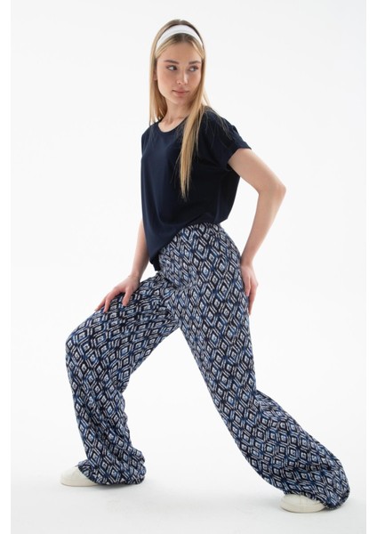 Desenli Esnek Pantolon Mavi fiyatları