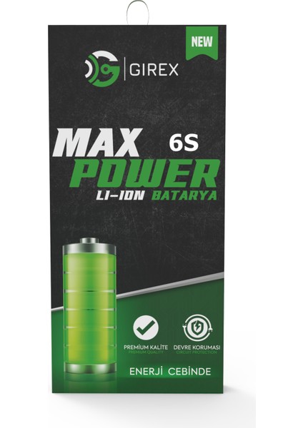 Girex Apple iPhone 6s Güçlendirilmiş Batarya Yüksek Kapasite 2380 Mah fiyatları