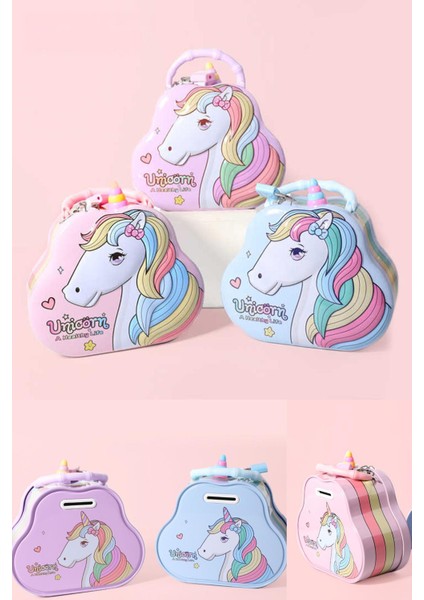 Unicorn Temalı Mavi Renk Çocuk Kumbarası