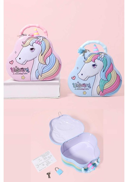 Unicorn Temalı Mavi Renk Çocuk Kumbarası