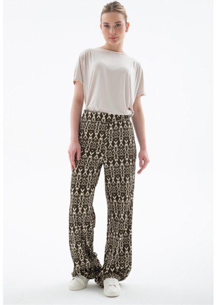 Desenli Esnek Pantolon Yeşil