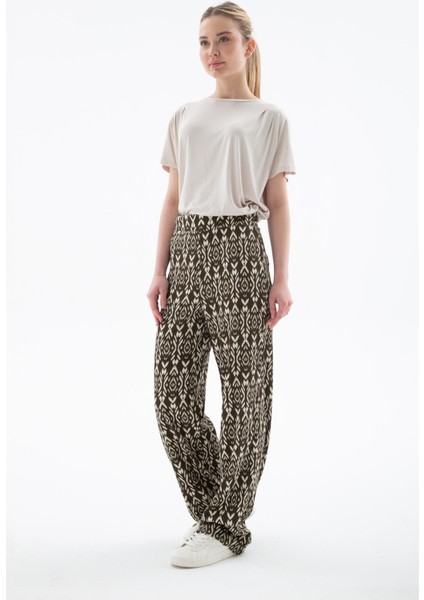 Desenli Esnek Pantolon Yeşil indirimleri