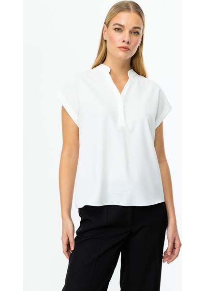 Kadın Hakim Yaka Kısa Kol Bluz 3044 Ekru fiyatları
