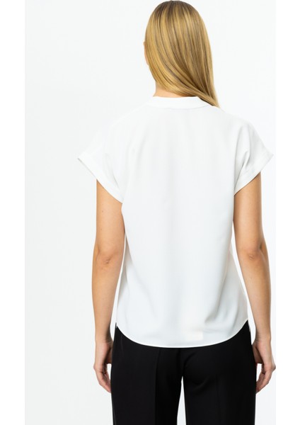 Kadın Hakim Yaka Kısa Kol Bluz 3044 Ekru fırsatları